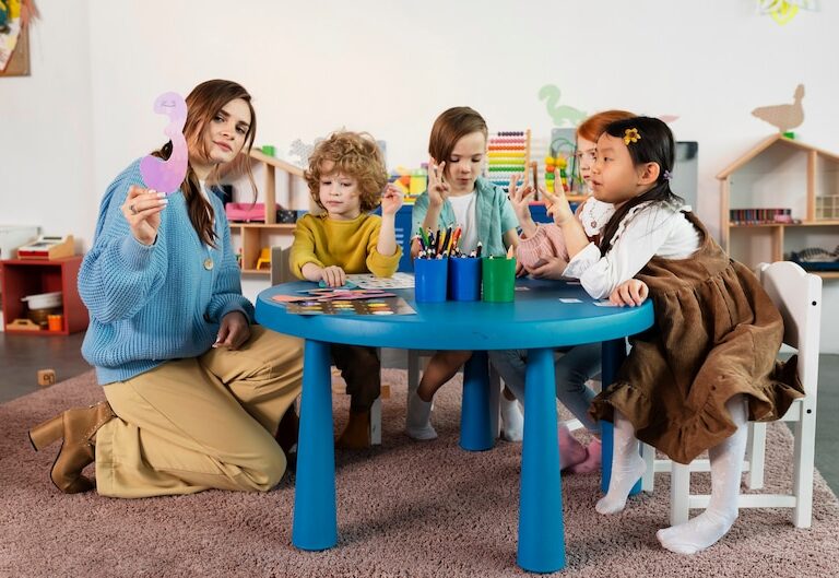Children engaging in a vibrant early childhood education setting.