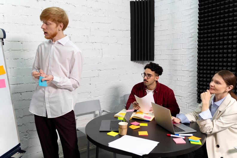 Intern engaged in a brainstorming session, exploring career interests and personal growth opportunities