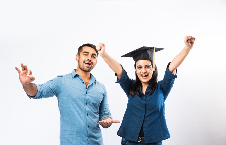 Student celebrating job success after work placement.