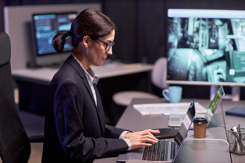Secure digital workspace with a professional working safely online.