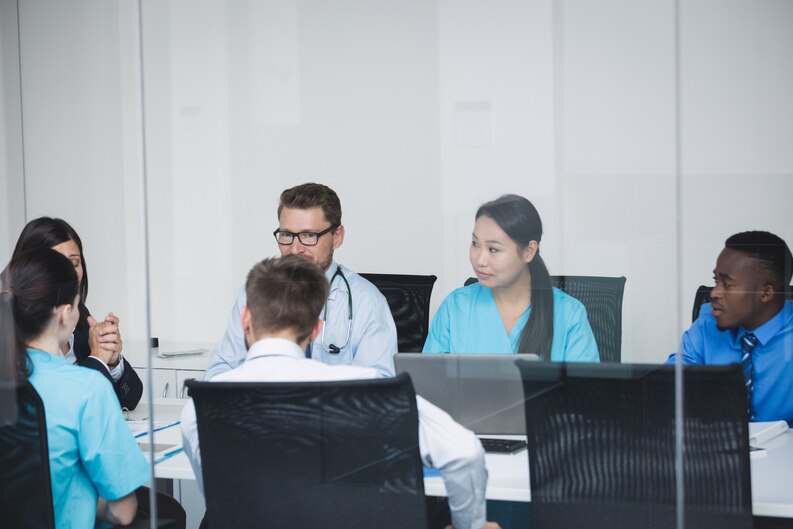 Students learning caregiving techniques.