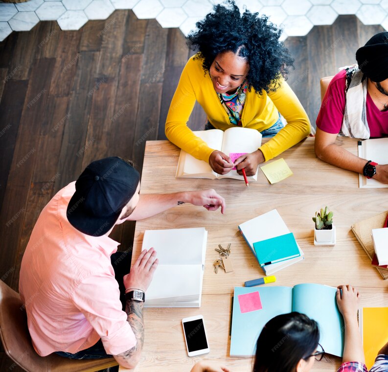 Diverse team engaged in a brainstorming session.