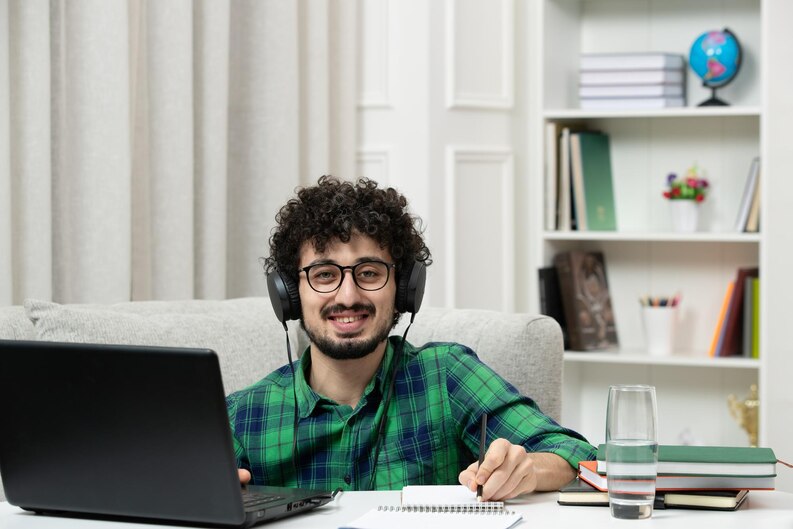 Student participating in a remote work placement.