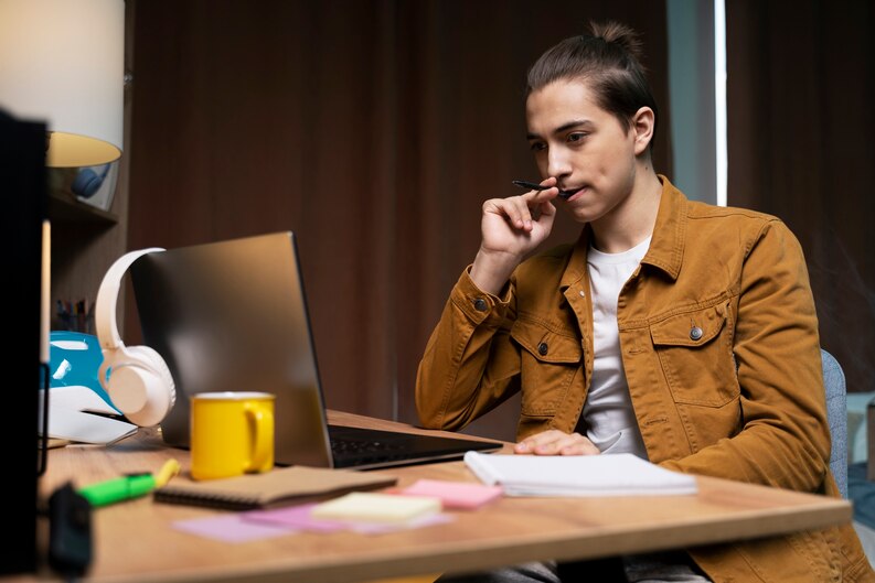 Student of Future Finds preparing a resume on laptop