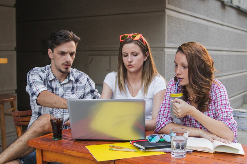 Student gaining experience in a real-world marketing office