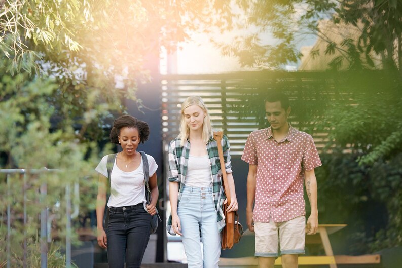 Happy students of Future Finds posing on campus
