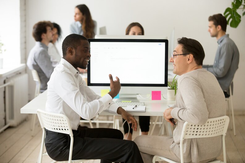 A career coach providing professional guidance to a student.