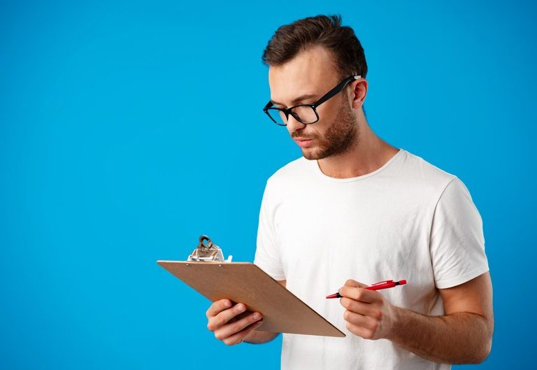 Confident student preparing checklist for industry placement.