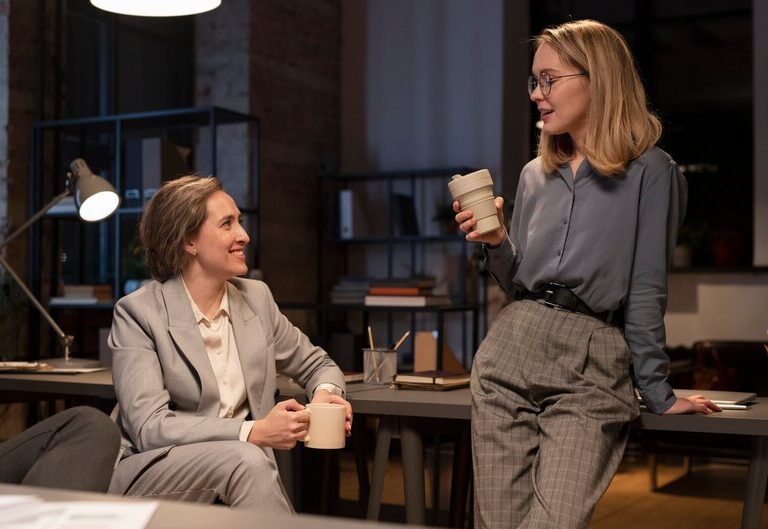 Mentor and mentee discussing career growth