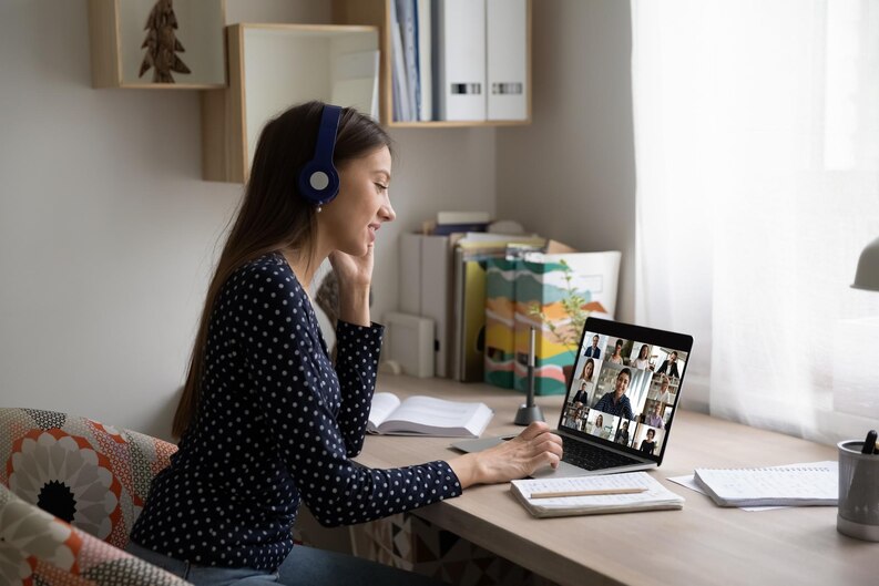 Student on a virtual call practicing communication