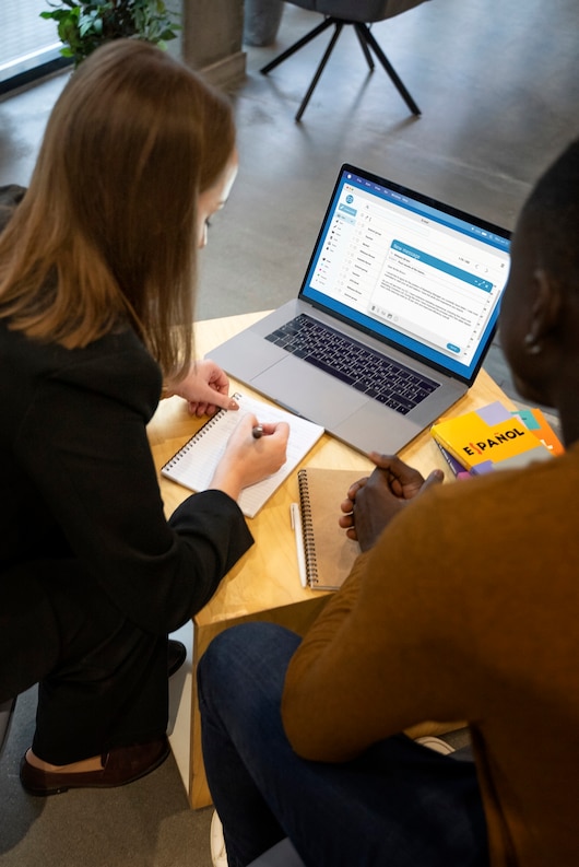 Student communicating professionally during placement