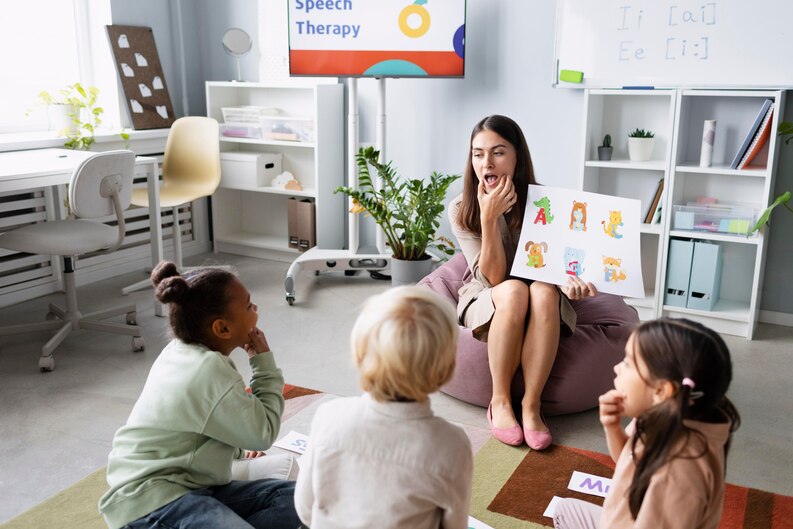 Student supporting child learning activities