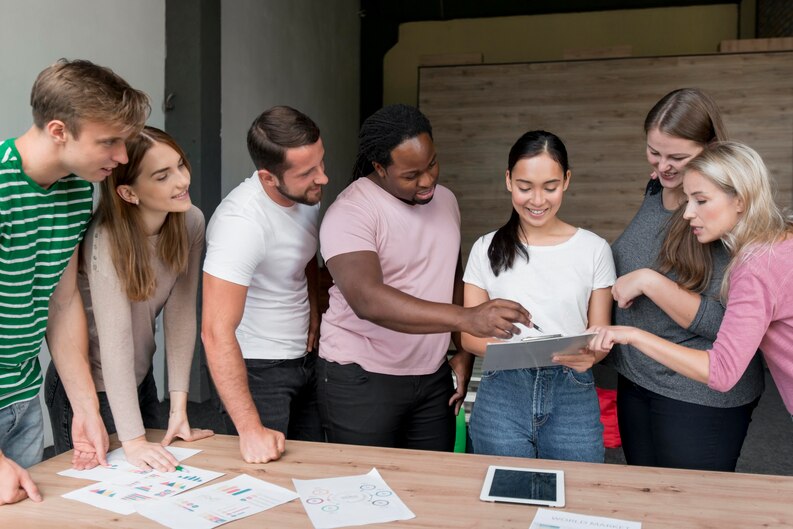 Interns working as a team during placement