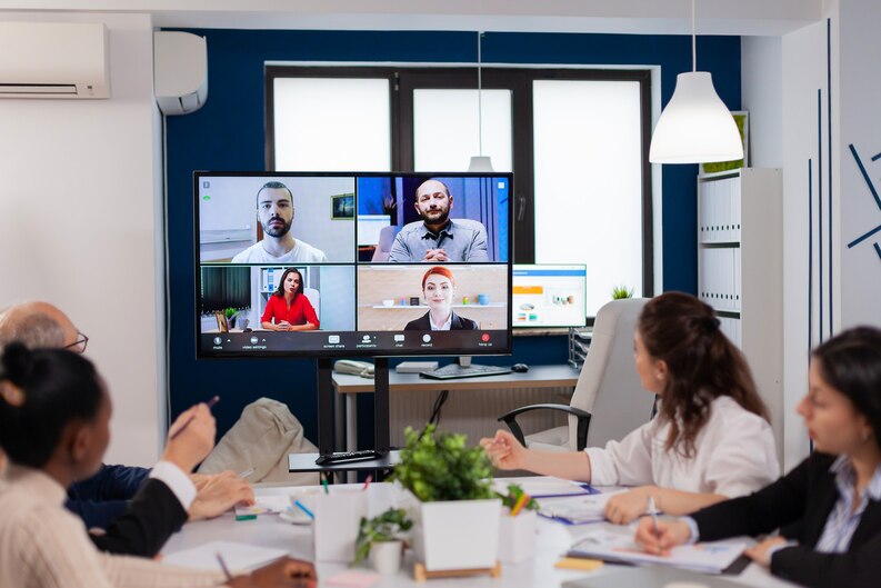 Students participating in an industry webinar.