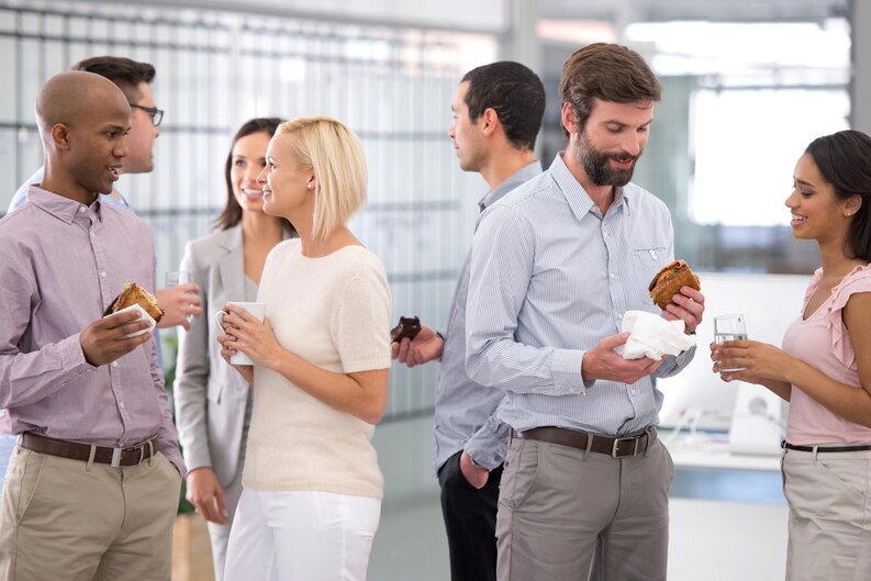 Intern connecting with professionals during placement