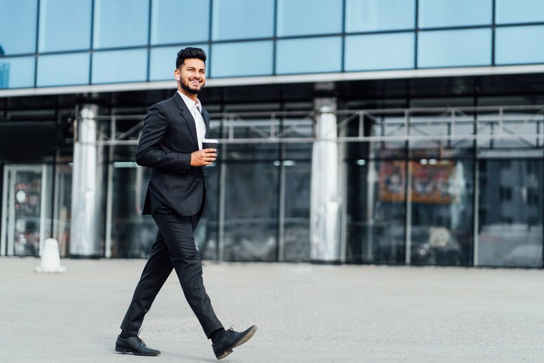 Student arriving at office professionally dressed