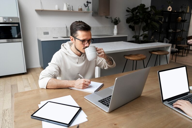Student researching company online