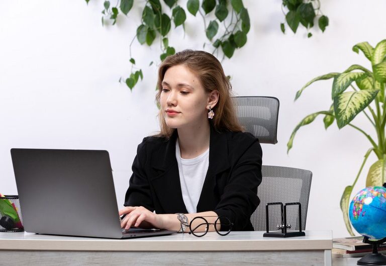 Student demonstrating digital literacy in the workplace