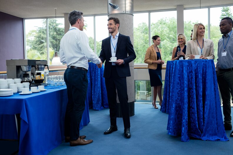 Students networking with industry professionals