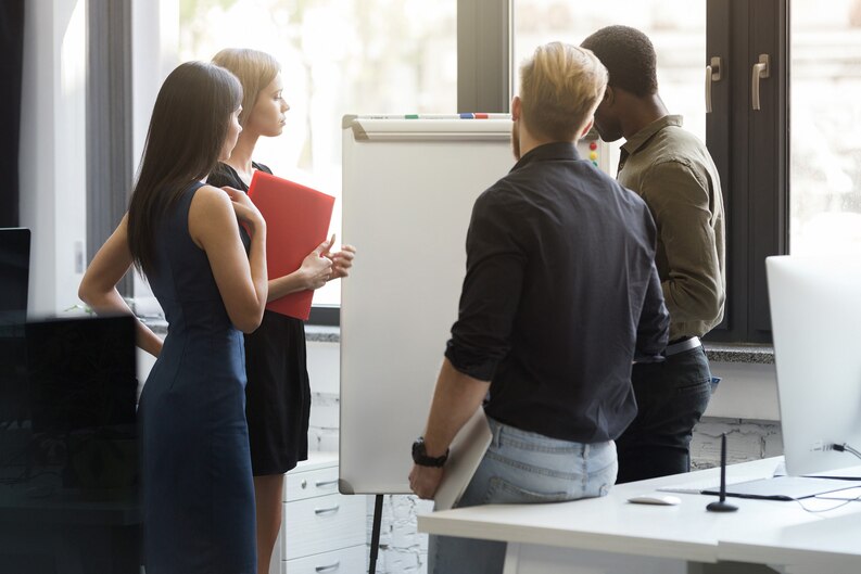 Student presenting project to industry partner