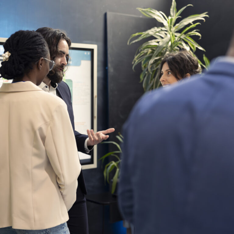Diverse professionals discussing essential job skills