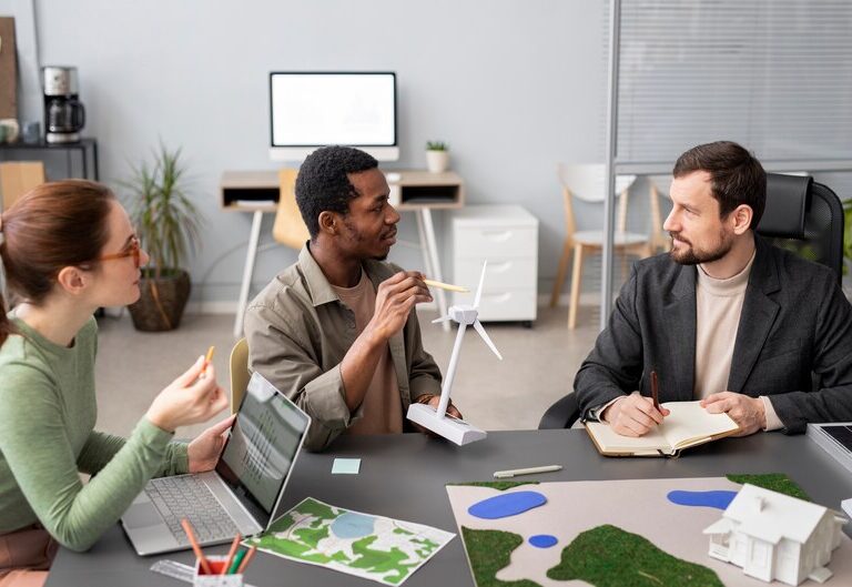 Students collaborating during internship