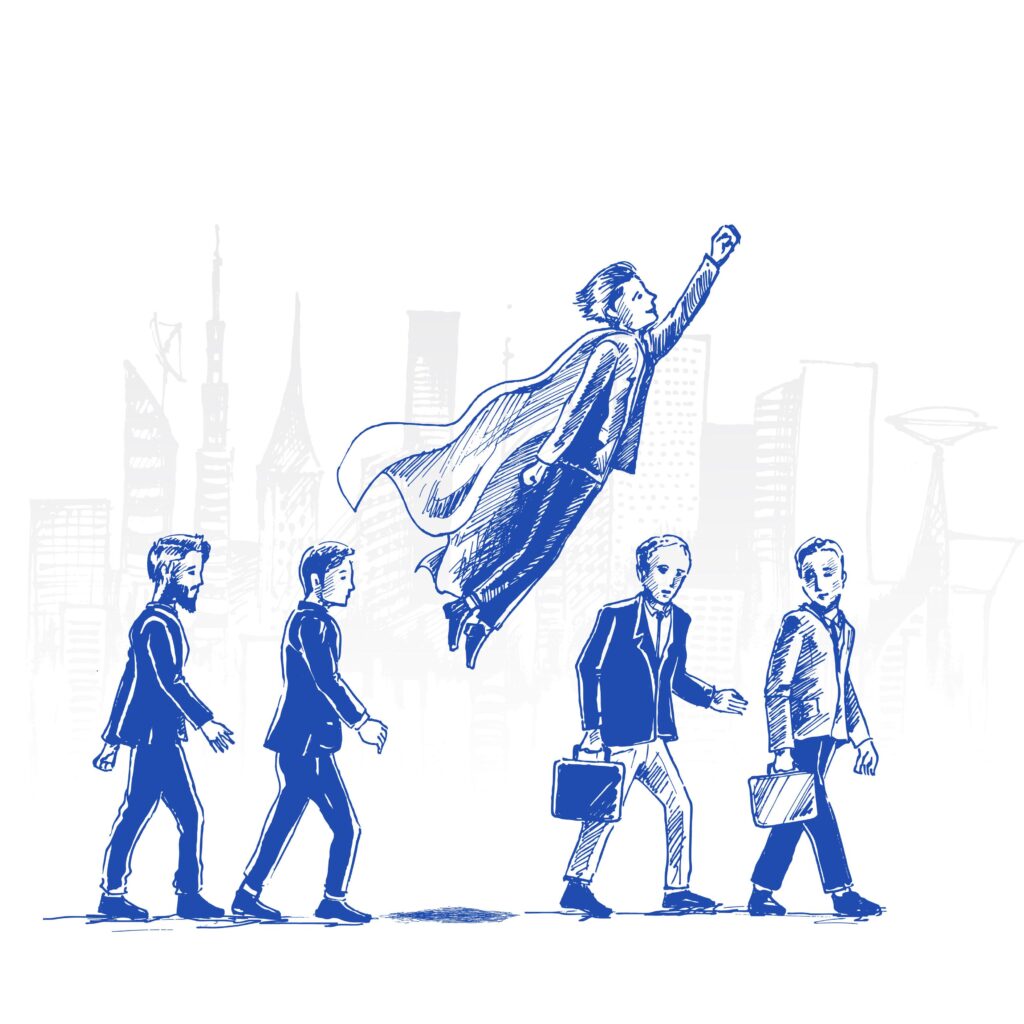 Illustration showing the gap between education and industry