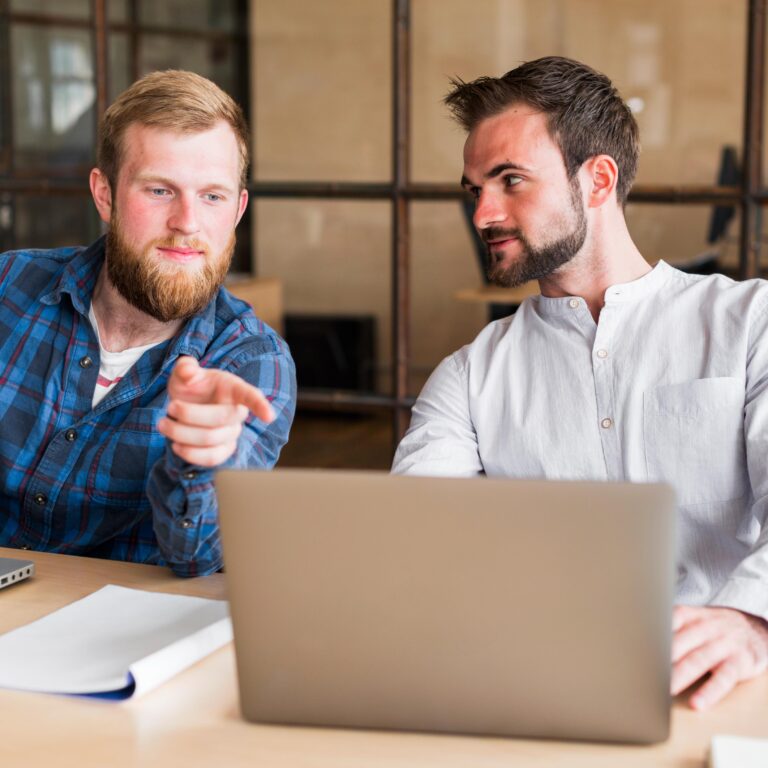 Industry supervisor giving feedback to a student
