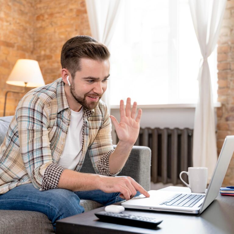 Remote intern in Australia on a video call